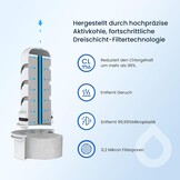 GLACIER FRESH Glazen waterfilterkan, 3 liter, 1 x actieve kool + 1 x ultrafiltratiefilter, vermindert chloor, fluoride, kalkaanslag, zware metalen zoals lood, koper, blauw