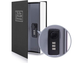 Boekenkluis met combinatieslot, Ohuhu Dictionary Diversion spaarpot, draagbaar veilig boek, kluis voor thuiskantoor, geheime verborgen doos voor sleutelgeld, contant geld, sieraden, zwart