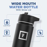 Insulated Water Bottle with Straw - 650/950/1200/1800 ml - Leakproof Double-Walled Stainless Steel Metal Drink Flask BPA-Free - Sports Travel Gym Camping Hiking Kids