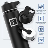 Insulated Water Bottle with Straw - 650/950/1200/1800 ml - Leakproof Double-Walled Stainless Steel Metal Drink Flask BPA-Free - Sports Travel Gym Camping Hiking Kids