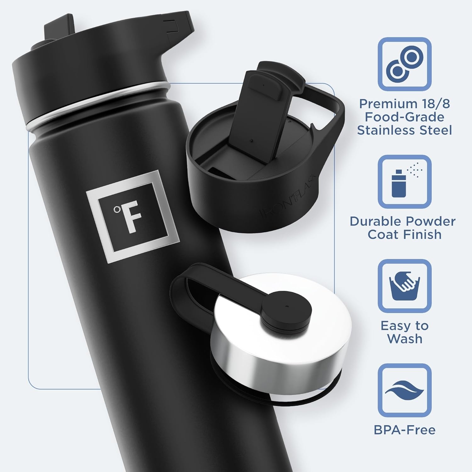Insulated Water Bottle with Straw - 650/950/1200/1800 ml - Leakproof Double-Walled Stainless Steel Metal Drink Flask BPA-Free - Sports Travel Gym Camping Hiking Kids