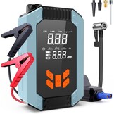 Starthulp Powerbank met compressor, 150PSI 4000A auto starthulp voor 9,0 L benzine en 8,0 L diesel, 12V voertuigstarter powerbank met LCD-scherm, LED-zaklamp, bandenspanningsmeter