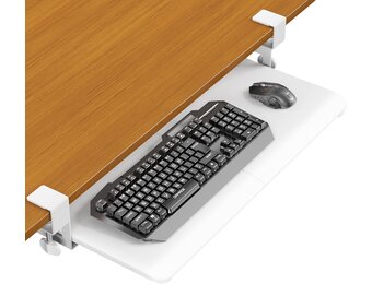 ERGOMAKER Bureau Lade voor Toetsenbord en Muis (65x30cm, wit) - Uitschuifbaar met C-klemmen