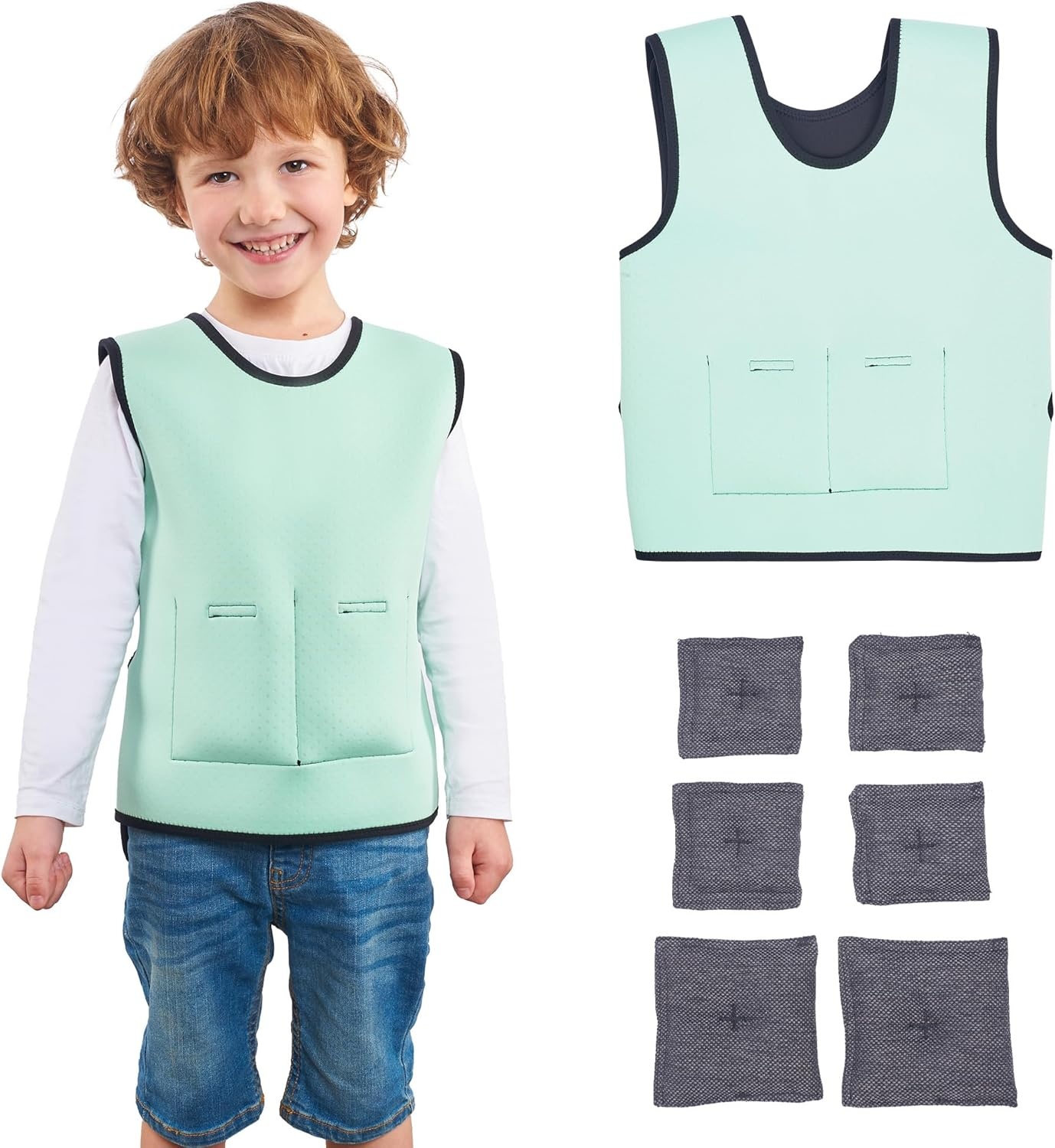 Gewichtsvest voor kinderen | Diepe Drukvesten | ADHD-hulpmiddelen voor kinderen | Autisme sensorische kleding | Verstelbaar verzwaringsvest | Gewogen compressievest | Zorg voor een veilig gevoel