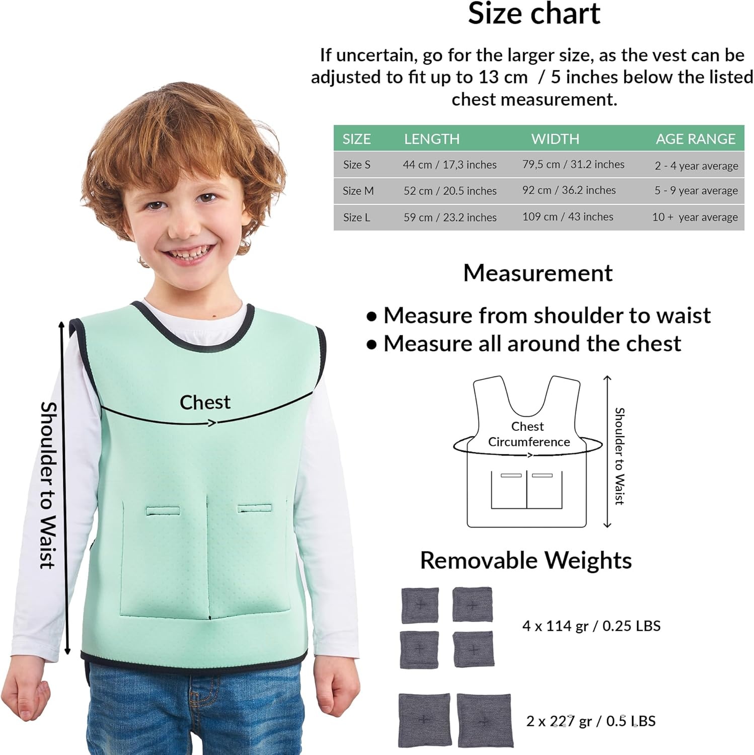 Gewichtsvest voor kinderen | Diepe Drukvesten | ADHD-hulpmiddelen voor kinderen | Autisme sensorische kleding | Verstelbaar verzwaringsvest | Gewogen compressievest | Zorg voor een veilig gevoel