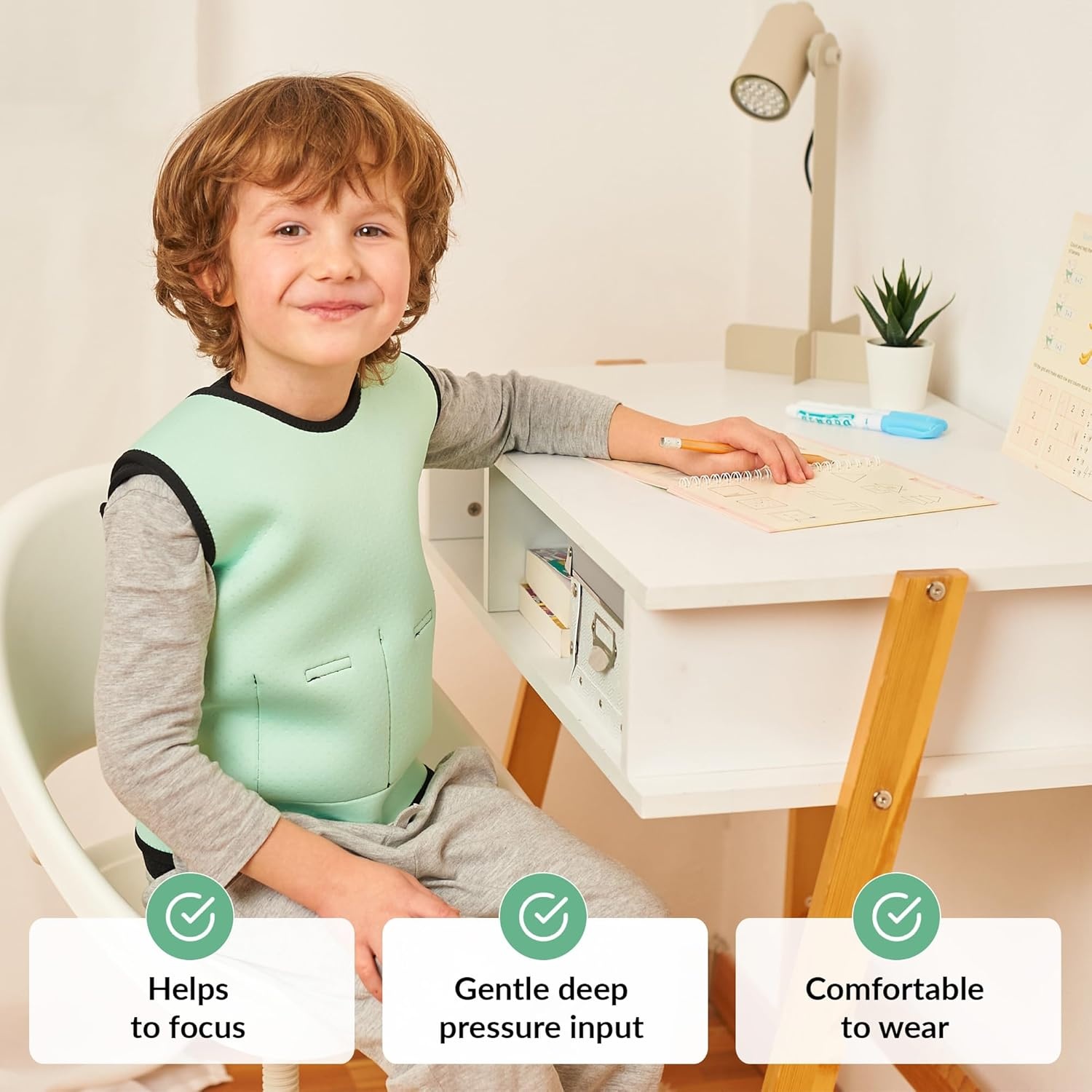 Gewichtsvest voor kinderen | Diepe Drukvesten | ADHD-hulpmiddelen voor kinderen | Autisme sensorische kleding | Verstelbaar verzwaringsvest | Gewogen compressievest | Zorg voor een veilig gevoel