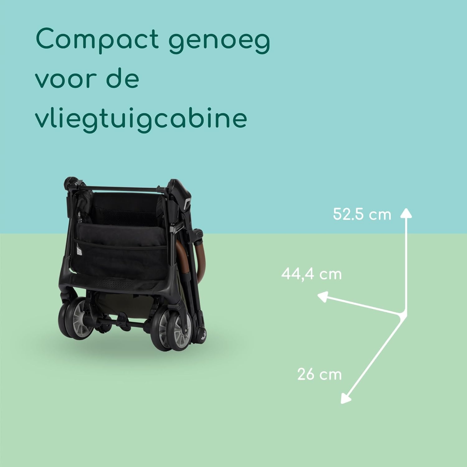 Bebeconfort Zephir, compacte babykinderwagen, 0-4 jaar (max. 22 kg), lichtgewicht reiskinderwagen (5.6 kg), geschikt voor in vliegtuigcabine, vlakke ligstand en kantelbaar, opbergmand, Mineral Green