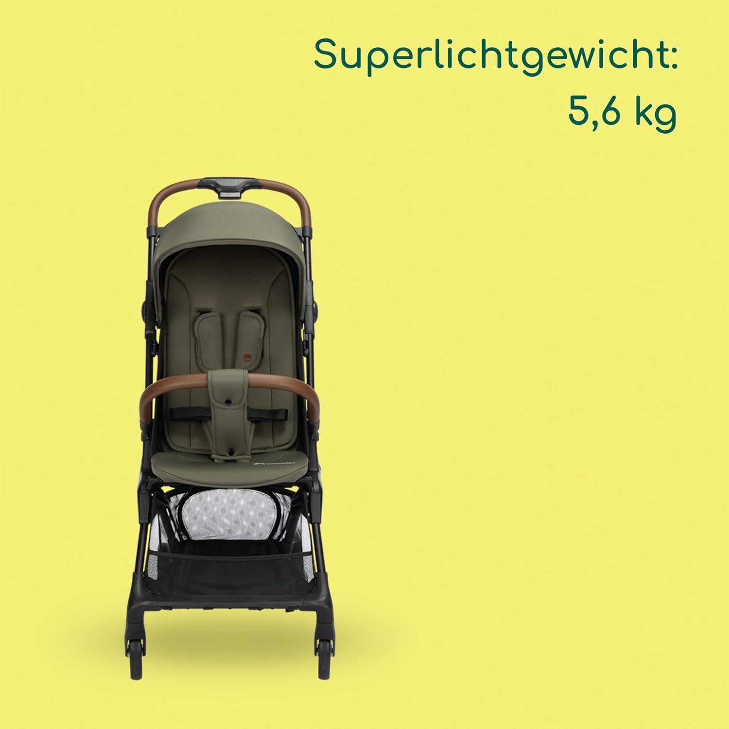 Bebeconfort Zephir, compacte babykinderwagen, 0-4 jaar (max. 22 kg), lichtgewicht reiskinderwagen (5.6 kg), geschikt voor in vliegtuigcabine, vlakke ligstand en kantelbaar, opbergmand, Mineral Green