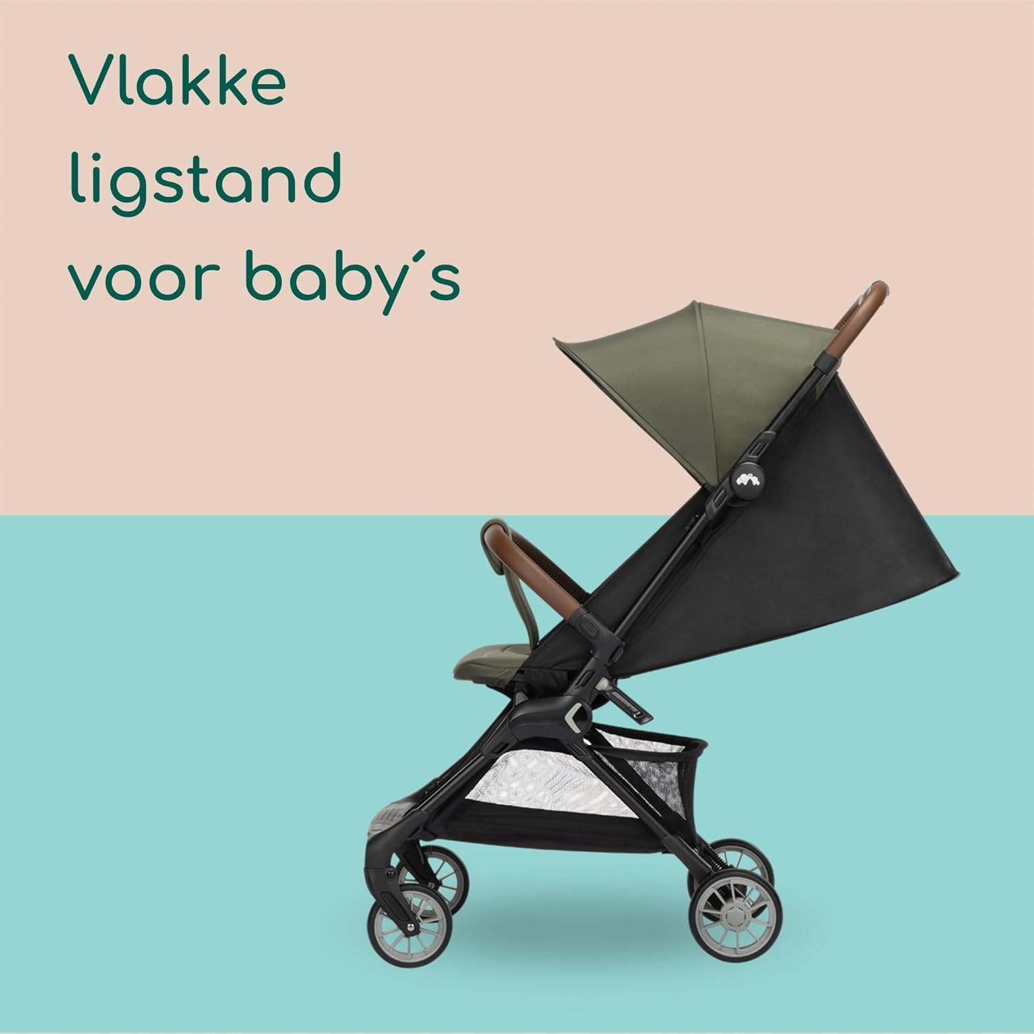 Bebeconfort Zephir, compacte babykinderwagen, 0-4 jaar (max. 22 kg), lichtgewicht reiskinderwagen (5.6 kg), geschikt voor in vliegtuigcabine, vlakke ligstand en kantelbaar, opbergmand, Mineral Green