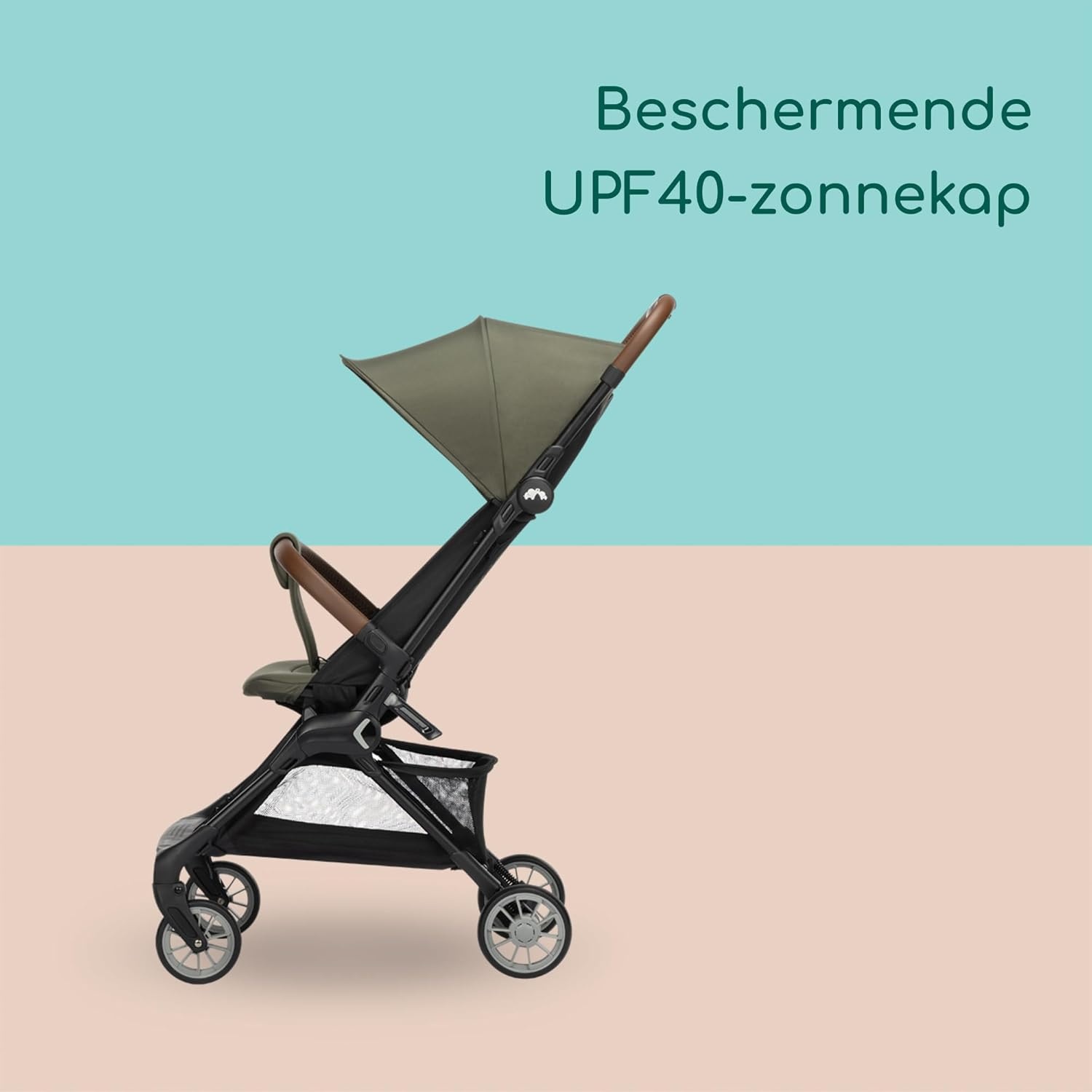 Bebeconfort Zephir, compacte babykinderwagen, 0-4 jaar (max. 22 kg), lichtgewicht reiskinderwagen (5.6 kg), geschikt voor in vliegtuigcabine, vlakke ligstand en kantelbaar, opbergmand, Mineral Green