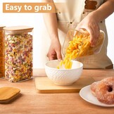 YBCPACK 4-delige set voorraadpotten met deksel 1600ml, luchtdichte voorraadpotten van borosilicaatglas, hoekige bewaarpotten met bamboedeksel keuken voor spaghetti, bonen, cornflakes