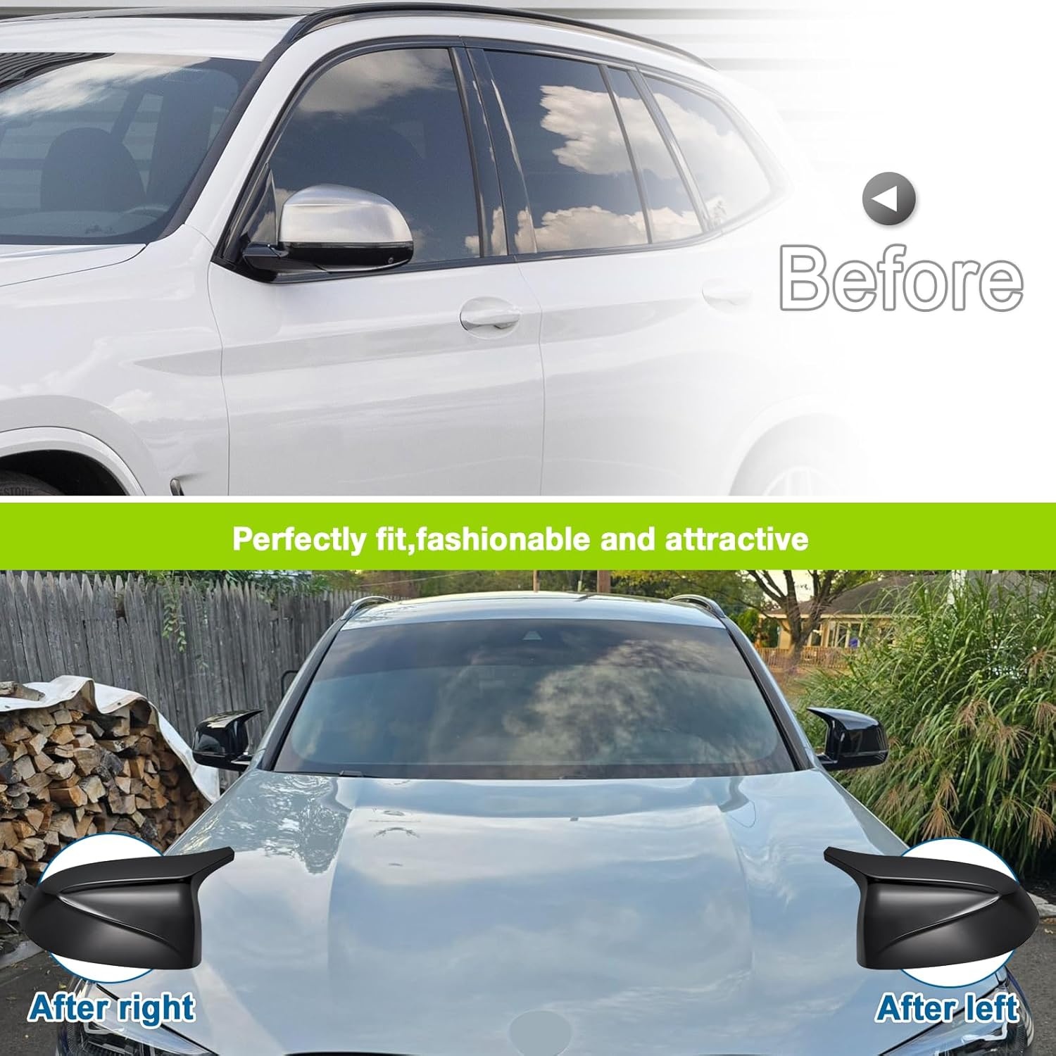 Zijspiegelkappen BMW X3/X4/X5/X6/X7 (2019-2024) Glans Zwart - 42% Korting!