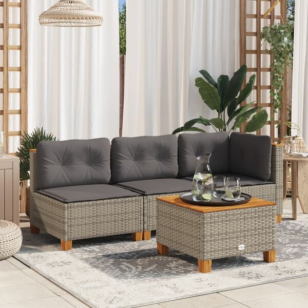 VidaXL Tuinhoekbank Poly Rattan Grijs (75% Korting)