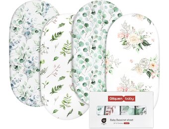 Hoeslakens voor Wieg & Kinderwagen 4 stuks, 81x41 cm, 100% Microvezel, Oeko-Tex 100, Ademend & Zacht