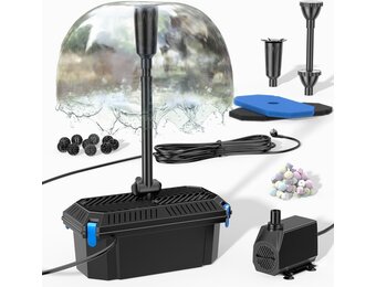Waterpomp voor vijvers 40W, 2500 L/U met 3 sproeikoppen en regelklep tot 4000L