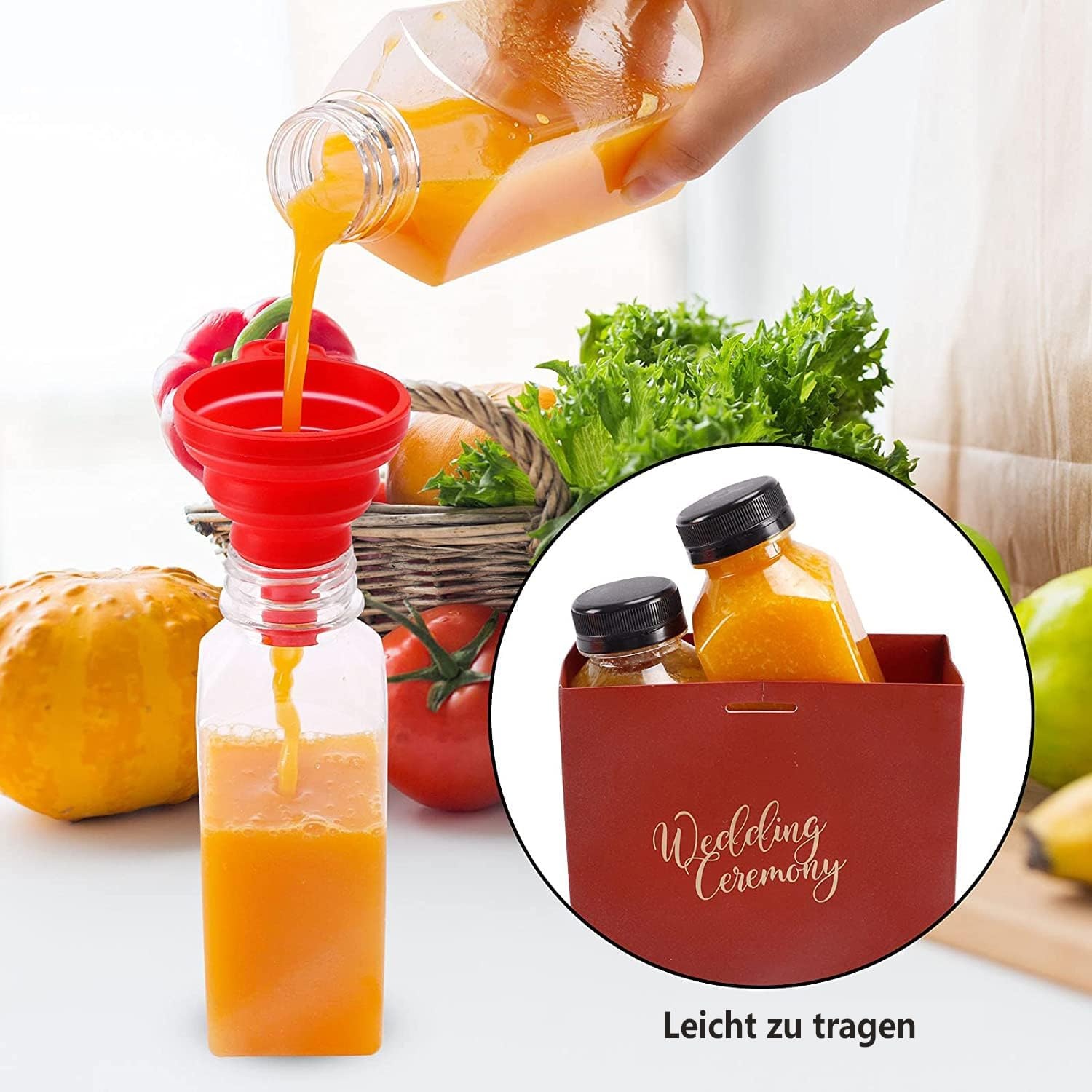 YBCPACK 12 stuks kunststof sapflessen van 500 ml om te vullen, herbruikbare lege smoothiefles inclusief reinigingsborstel en siliconen trechter, ideaal voor mini-koelkast en sapshots