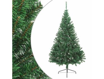 vidaXL Kunstkerstboom met standaard half 180 cm PVC groen