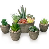 Set van 5 kunstplanten, vetplanten, realistische imitatieplanten, potten voor thuis, kantoor, bureau, decoratie