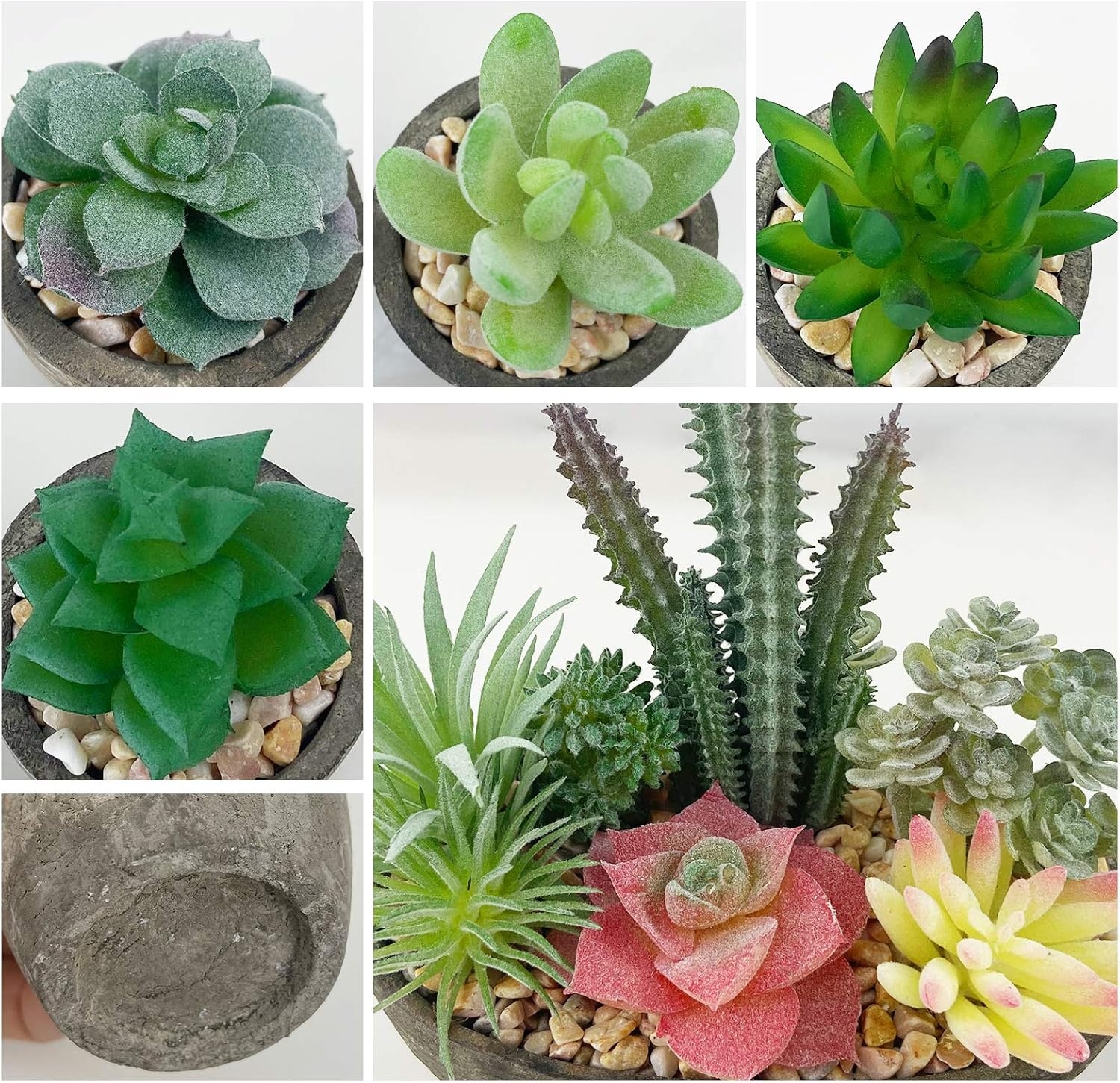 Set van 5 kunstplanten, vetplanten, realistische imitatieplanten, potten voor thuis, kantoor, bureau, decoratie