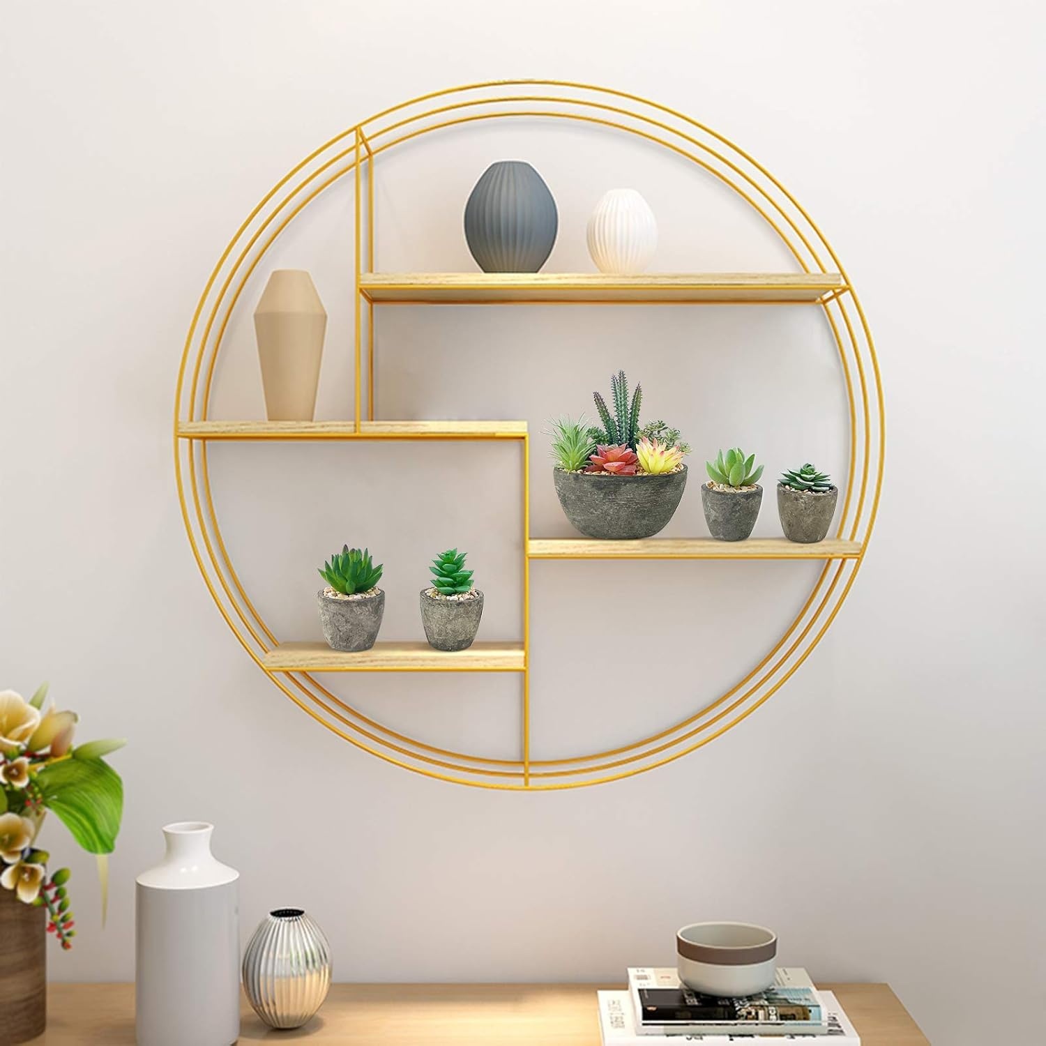 Set van 5 kunstplanten, vetplanten, realistische imitatieplanten, potten voor thuis, kantoor, bureau, decoratie