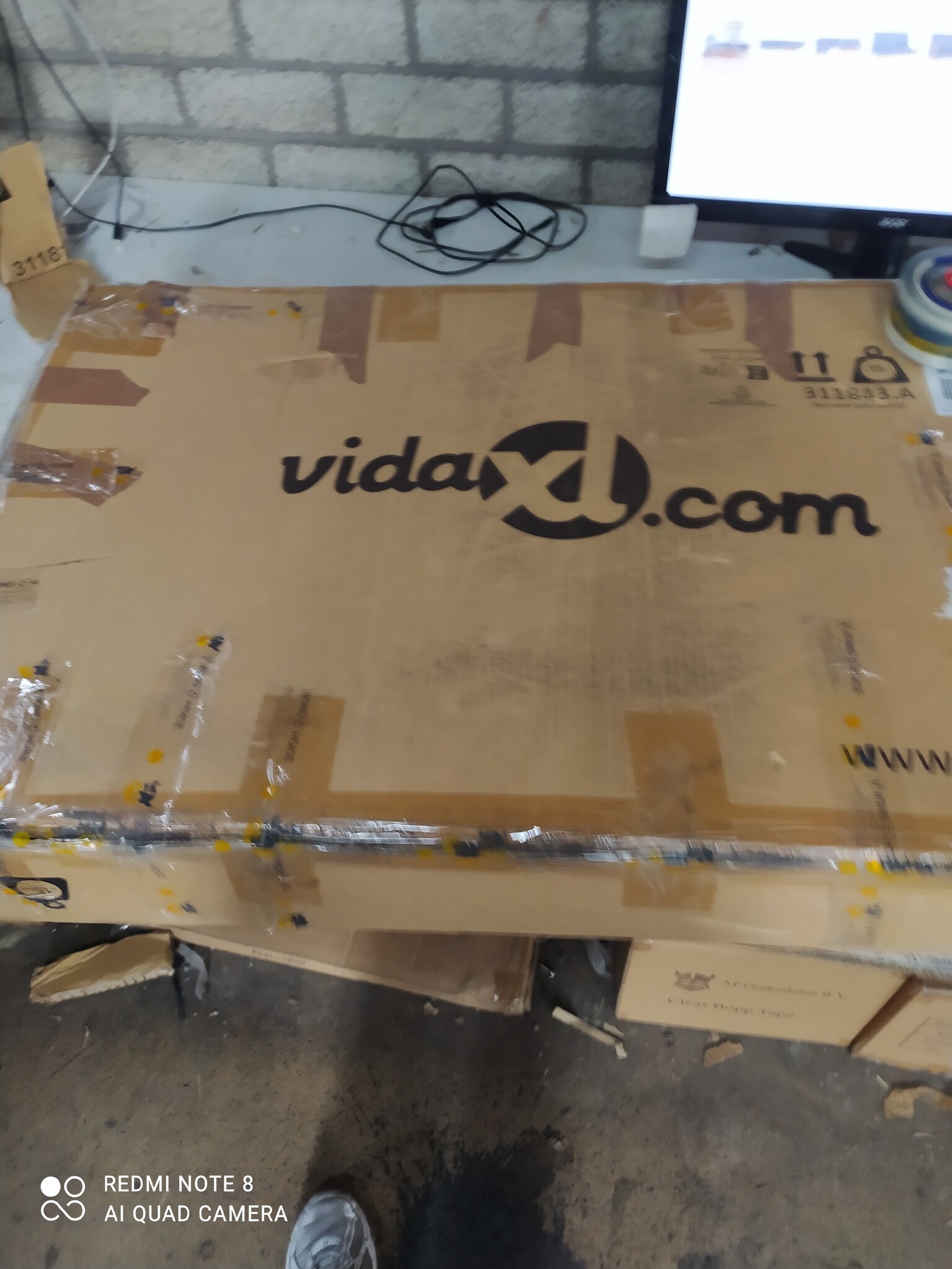 vidaXL Middenbank sectioneel met donkergrijs kussen massief acaciahout