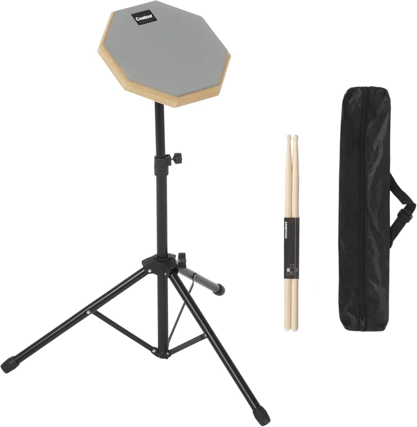 8 inch Drum Oefenpad met Verstelbare Standaard, Stokken en Opbergtas