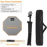 8 inch Drum Oefenpad met Verstelbare Standaard, Stokken en Opbergtas