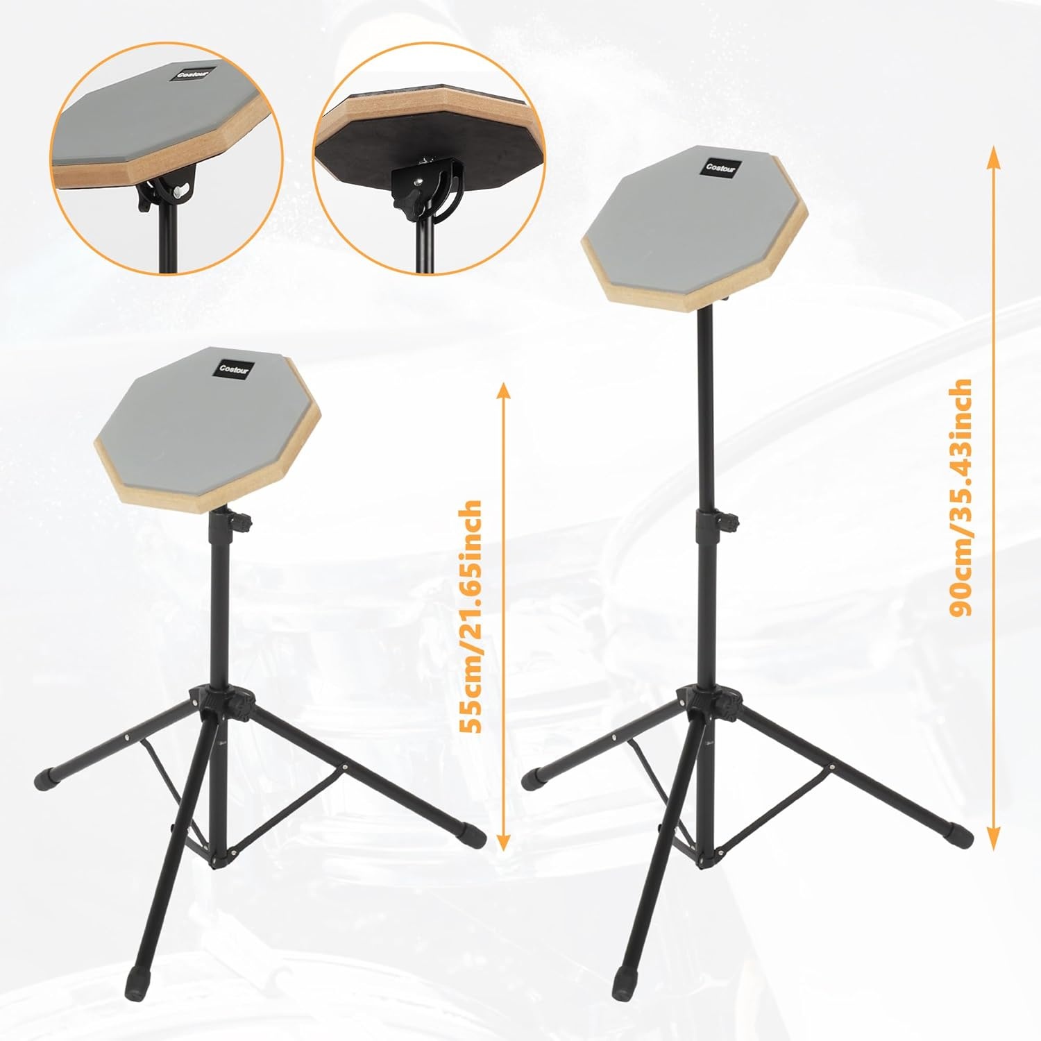 8 inch Drum Oefenpad met Verstelbare Standaard, Stokken en Opbergtas