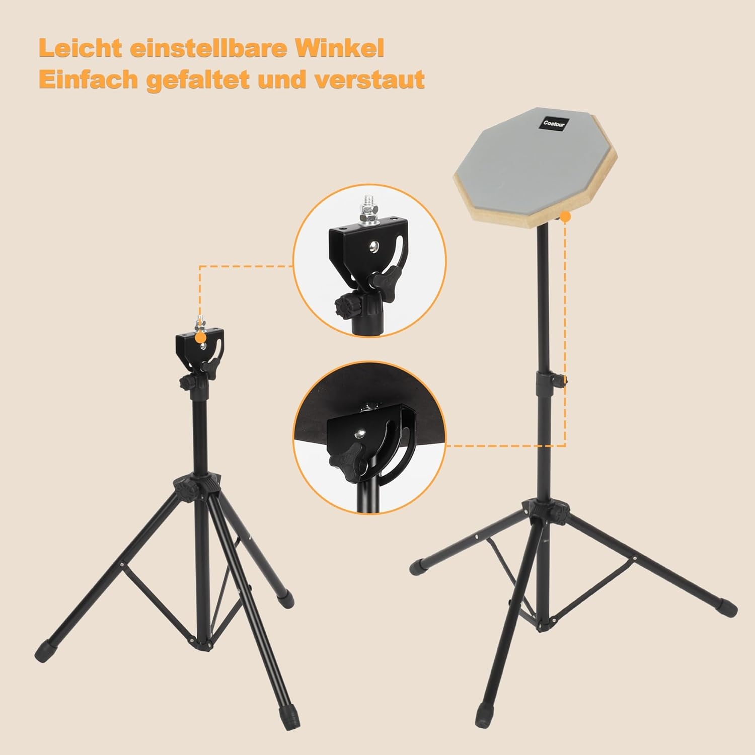 8 inch Drum Oefenpad met Verstelbare Standaard, Stokken en Opbergtas