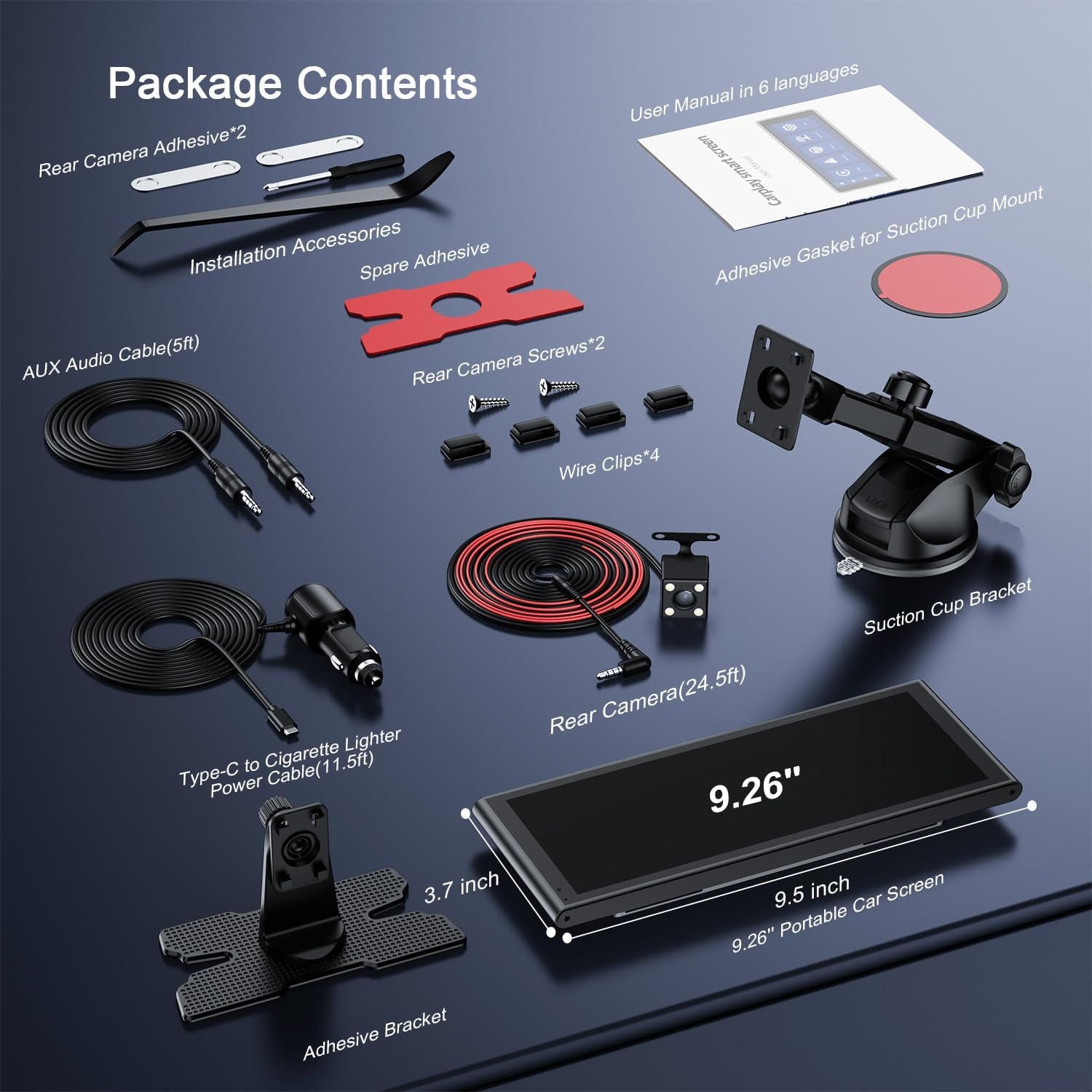 Retourtje: Draadloos CarPlay/Android Auto Scherm (9.26") + Camera - 47% Korting