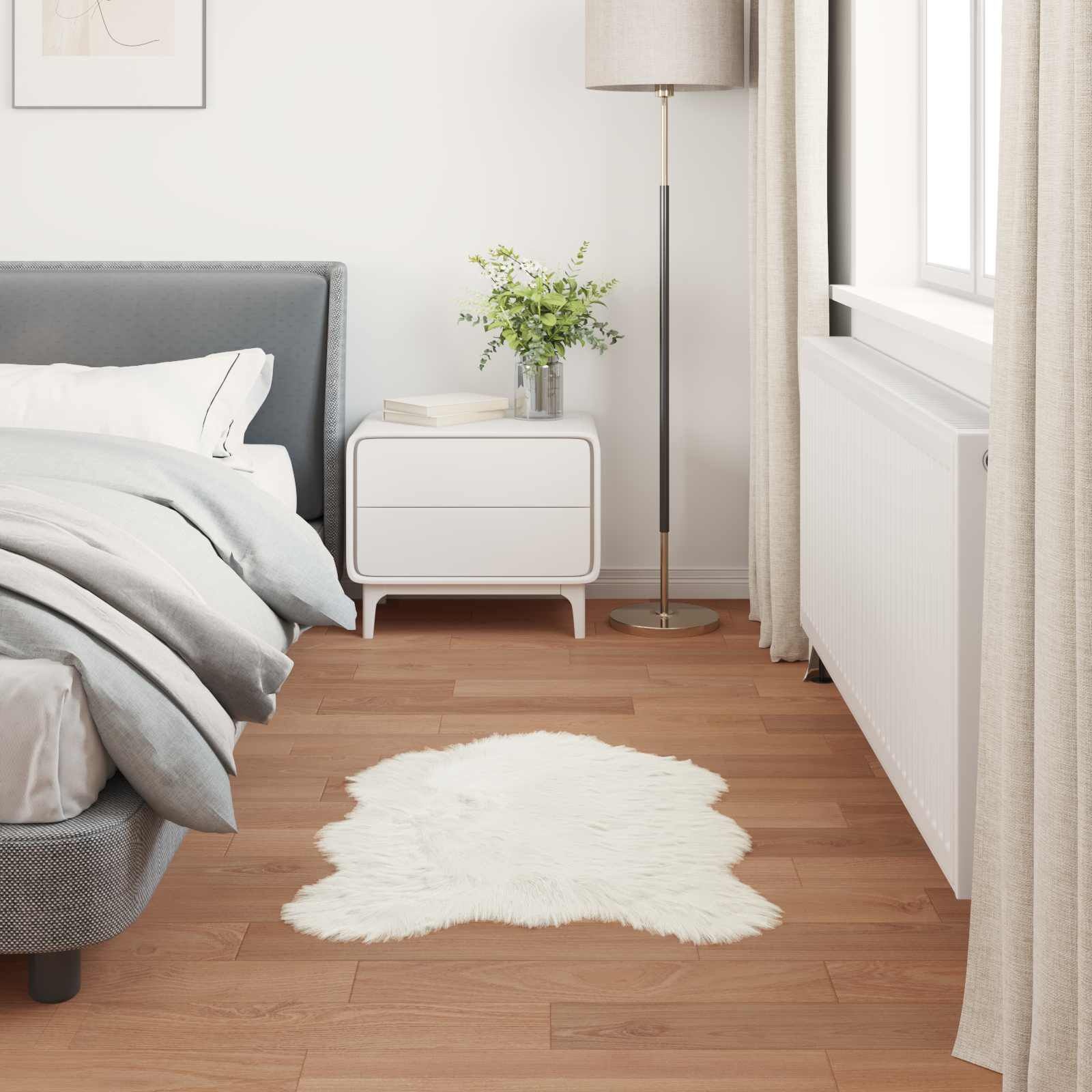 vidaXL Nepleer Schapenvacht Tapijt Wit 80 x 120 cm Polyester