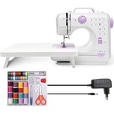 Naaimachine met aanschuiftafel, mini-naaimachine, draagbare elektrische naaimachine, 12 steken, naaimachine met ledlicht, ideaal voor kleding, kussenslopen, lakens