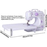 Naaimachine met aanschuiftafel, mini-naaimachine, draagbare elektrische naaimachine, 12 steken, naaimachine met ledlicht, ideaal voor kleding, kussenslopen, lakens