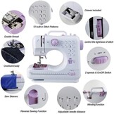 Naaimachine met aanschuiftafel, mini-naaimachine, draagbare elektrische naaimachine, 12 steken, naaimachine met ledlicht, ideaal voor kleding, kussenslopen, lakens