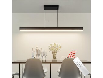 Moderne plafondhanglamp met afstandsbediening, lineaire kroonluchter eetkamer armatuur voor keuken, woonkamer, eetkamer (40 inch)