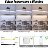 Moderne plafondhanglamp met afstandsbediening, lineaire kroonluchter eetkamer armatuur voor keuken, woonkamer, eetkamer (40 inch)