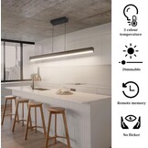 Moderne plafondhanglamp met afstandsbediening, lineaire kroonluchter eetkamer armatuur voor keuken, woonkamer, eetkamer (40 inch)