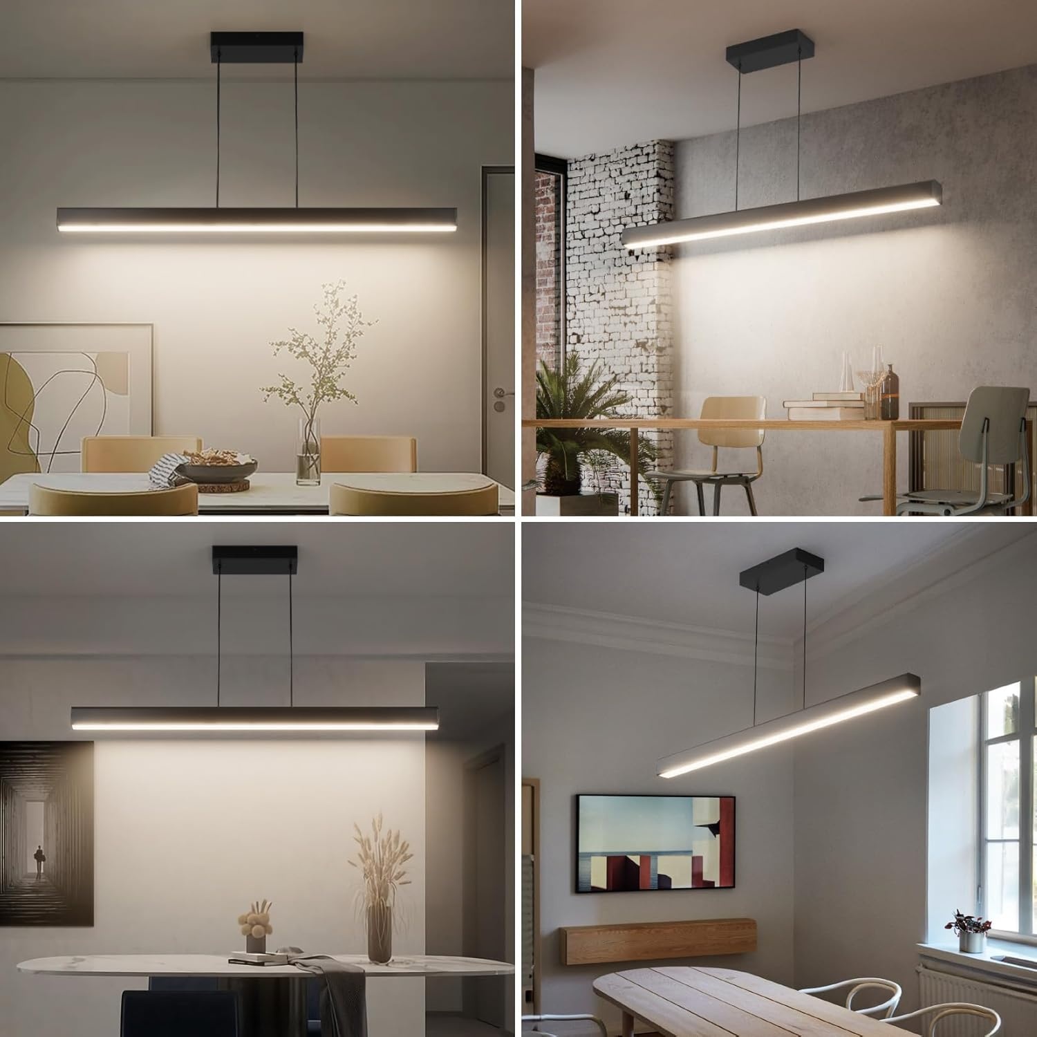 Moderne plafondhanglamp met afstandsbediening, lineaire kroonluchter eetkamer armatuur voor keuken, woonkamer, eetkamer (40 inch)