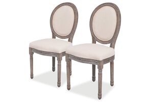 2x VidaXL Eetkamerstoelen Crème Stof - 35% Korting