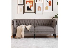 VidaXL 2-zitsbank Chesterfield-stijl Stof Taupe - Nu 35% Korting!