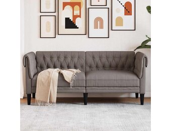 vidaXL Tweezitsbank Chesterfield-stijl stof taupe