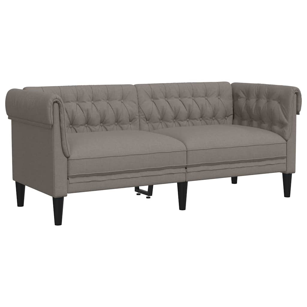 vidaXL Tweezitsbank Chesterfield-stijl stof taupe