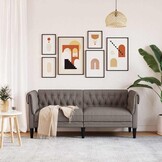 vidaXL Tweezitsbank Chesterfield-stijl stof taupe