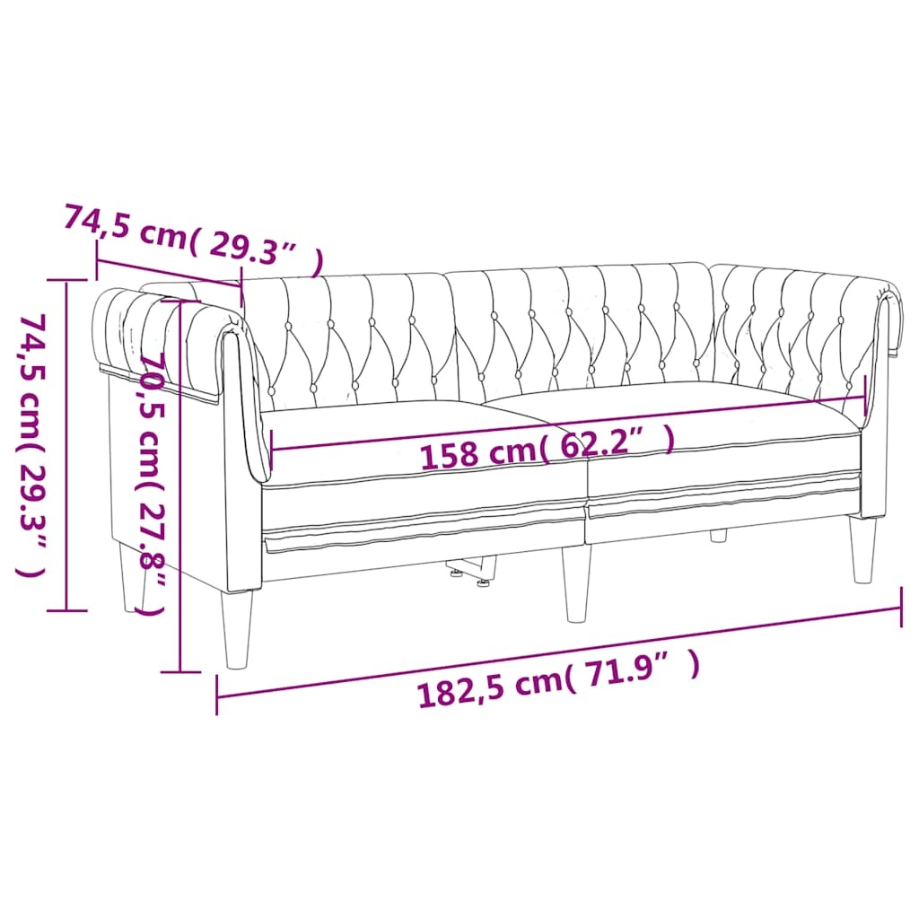 vidaXL Tweezitsbank Chesterfield-stijl stof taupe