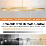 Moderne DIY Cirkel LED-Kroonluchter | 1 Goud Ringen:100cm=45W | Metaal + Acryl LED-Hanglamp | 2.4G Dimbare Afstandsbediening | Ronde Plafondhanglamp Woonkamer Slaapkamer Eetkamer Keuken
