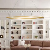 Moderne DIY Cirkel LED-Kroonluchter | 1 Goud Ringen:100cm=45W | Metaal + Acryl LED-Hanglamp | 2.4G Dimbare Afstandsbediening | Ronde Plafondhanglamp Woonkamer Slaapkamer Eetkamer Keuken