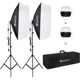 Fotostudio Softbox Set 50x70 cm met Continu Licht, 2x E27 85W 5500K Lampen & 2m Statieven voor Portret & Productfotografie