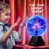 Plasmabal 20 cm interactief met touch en geluid, educatief en decoratief, blauw