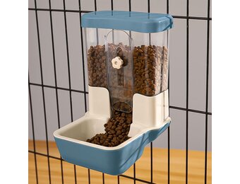 Hangende Automatische Voederautomaat Zwaartekracht 800 ml met Verstelbare Voeropening & Afneembaar Bakje voor Konijn, Vogel & Knaagdier - Blauw