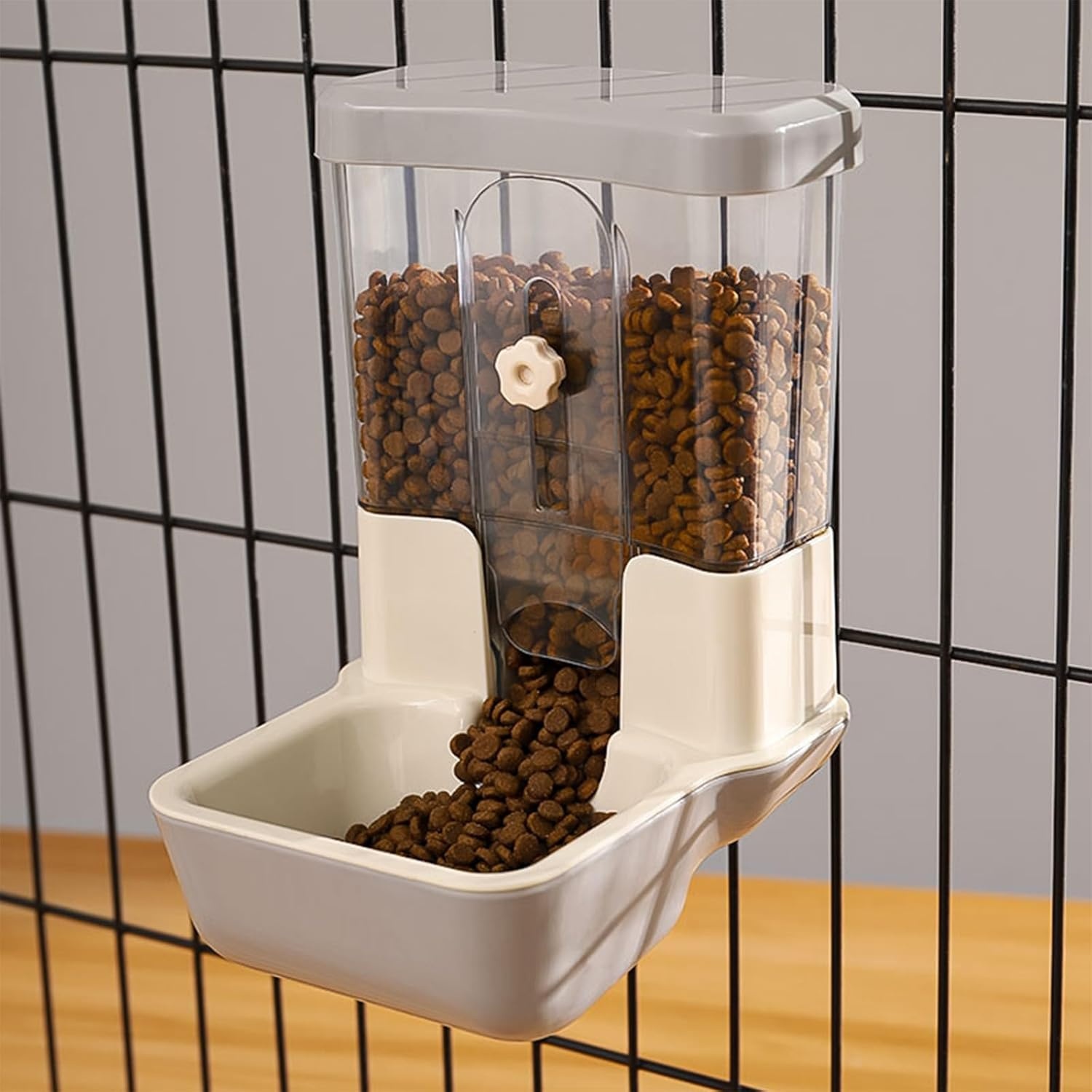 Hangende Automatische Voederautomaat Zwaartekracht 800 ml met Verstelbare Voeropening & Afneembaar Bakje voor Konijn, Vogel & Knaagdier - Blauw